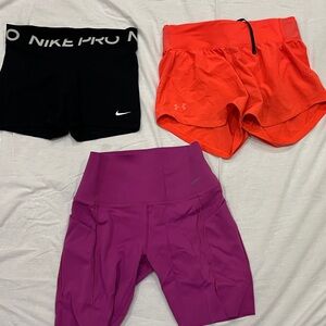 Nike and Under Shorts Lot Black, Purple, Orange